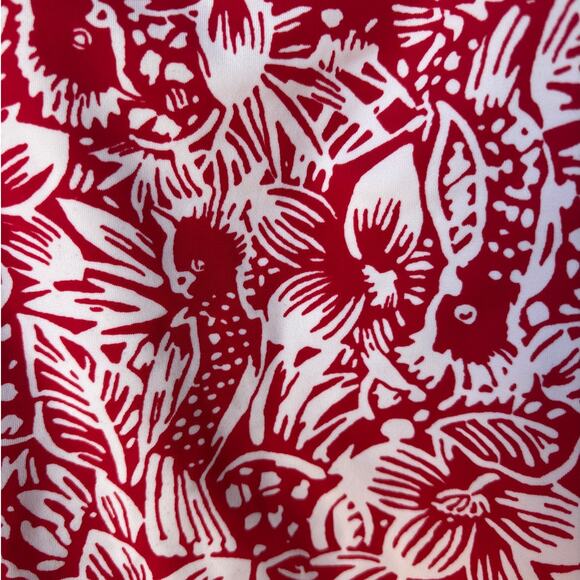 Land's End Tugless Tank Swimsuit with Red and White Cockatoo Print size 14 - Picture 8 of 11